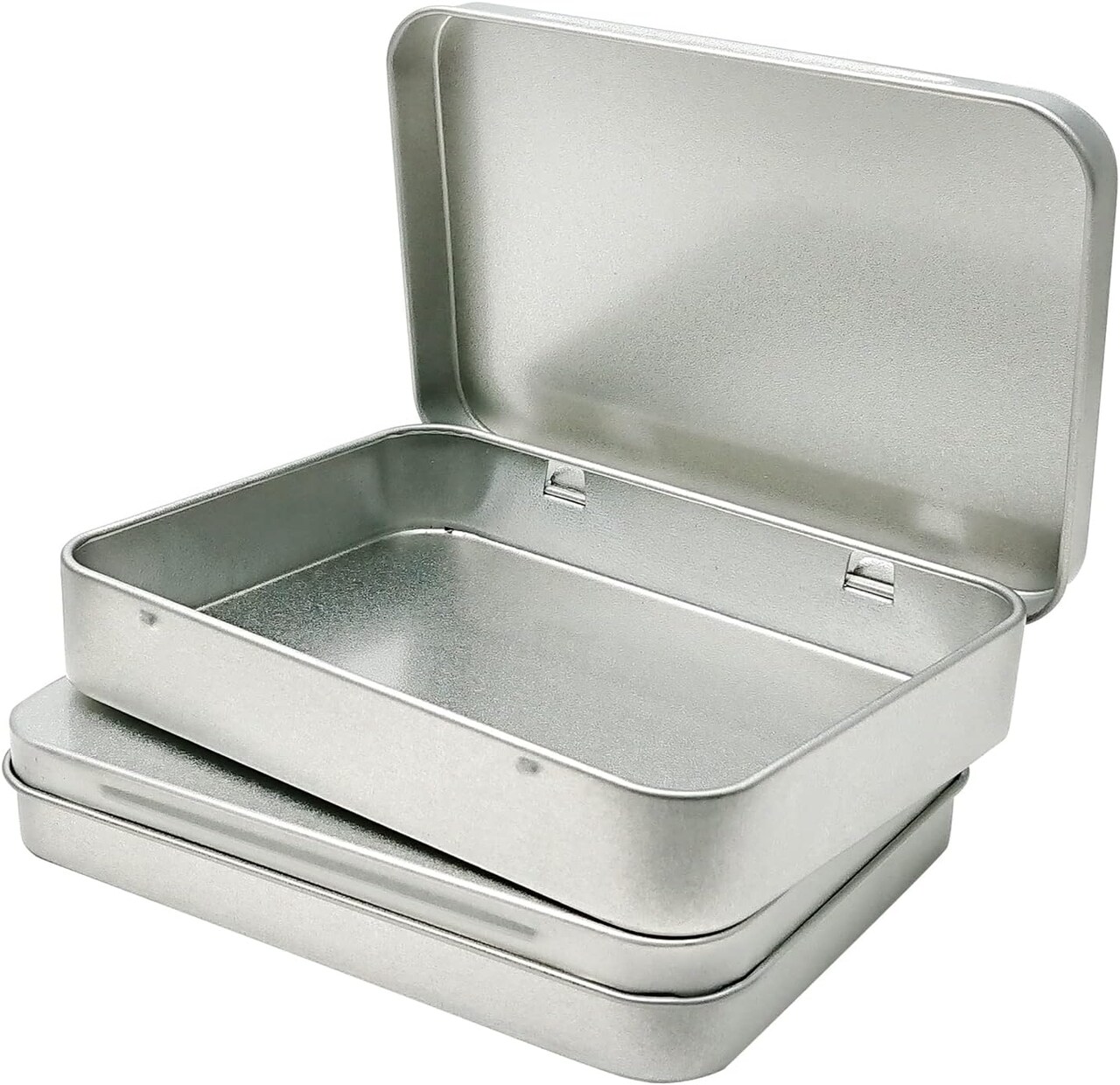 2 Pcs Metal Hinged Tin Box Container Mini Portable Small Storage Container Kit Tin Box Container